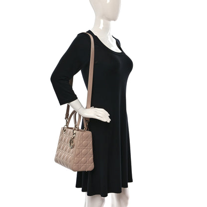 Christian Dior Lambskin Cannage Medium Lady Dior Beige 2 of 13
