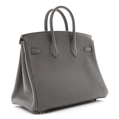 Hermes Togo Horseshoe Birkin 25 Etain Rose Extreme 3 of 14