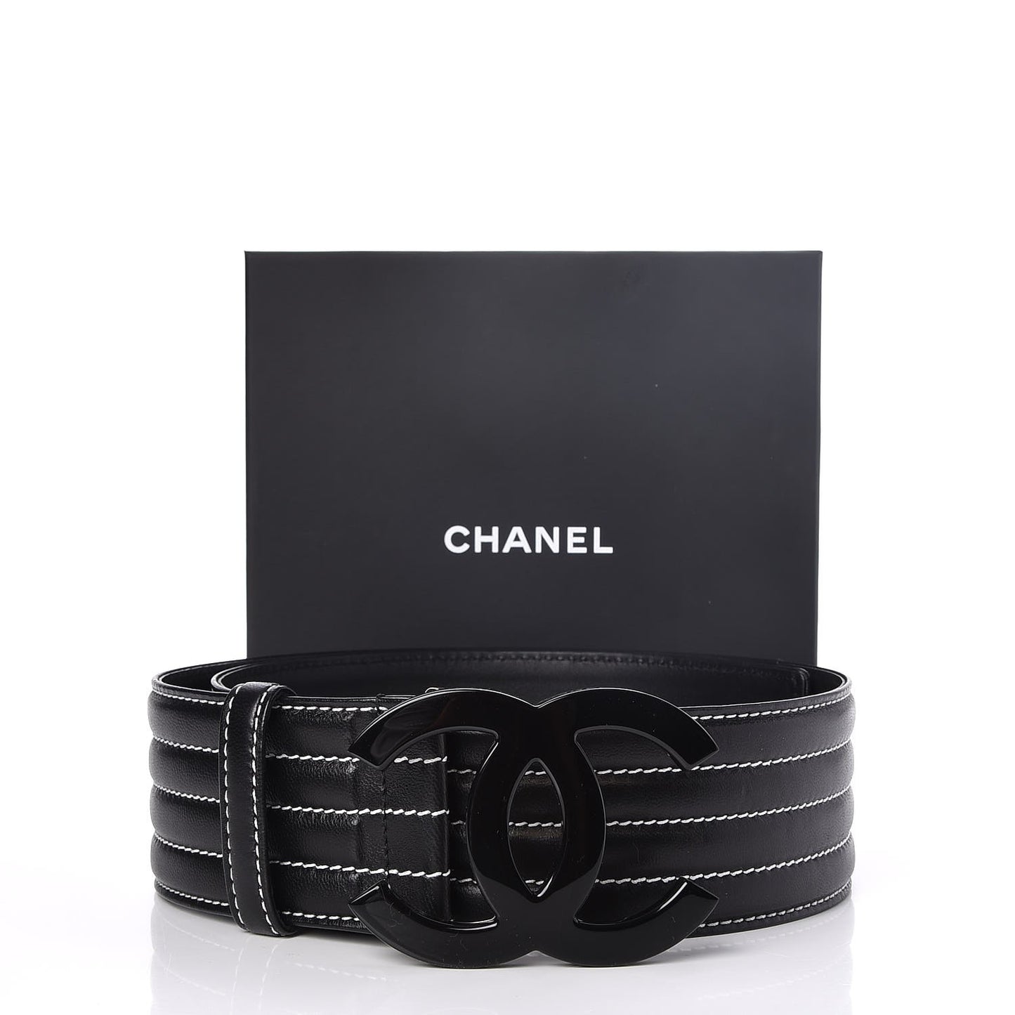 Calfskin Stitched CC Belt 85 34 Black