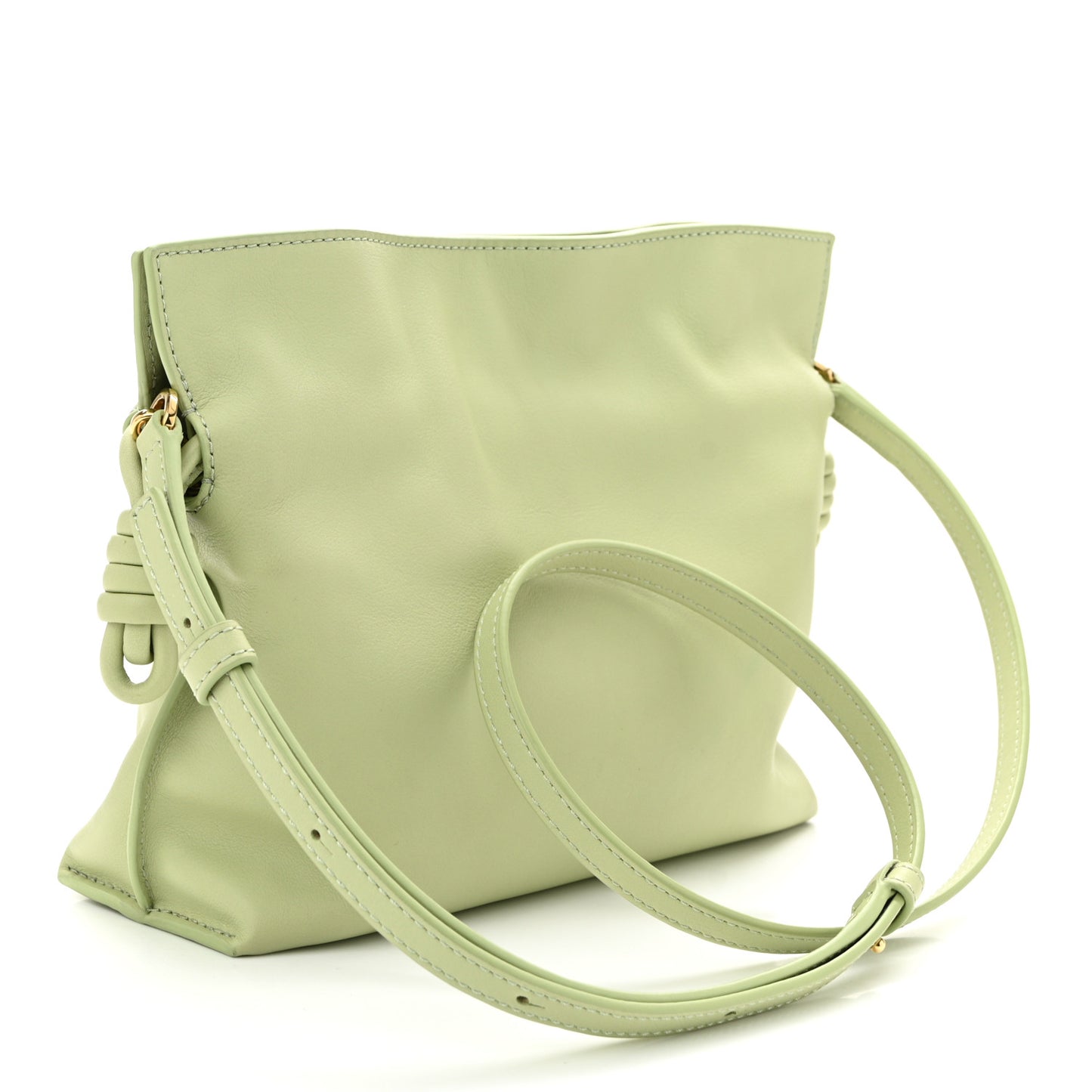 Calfskin Mini Flamenco Knot Clutch Light Pear