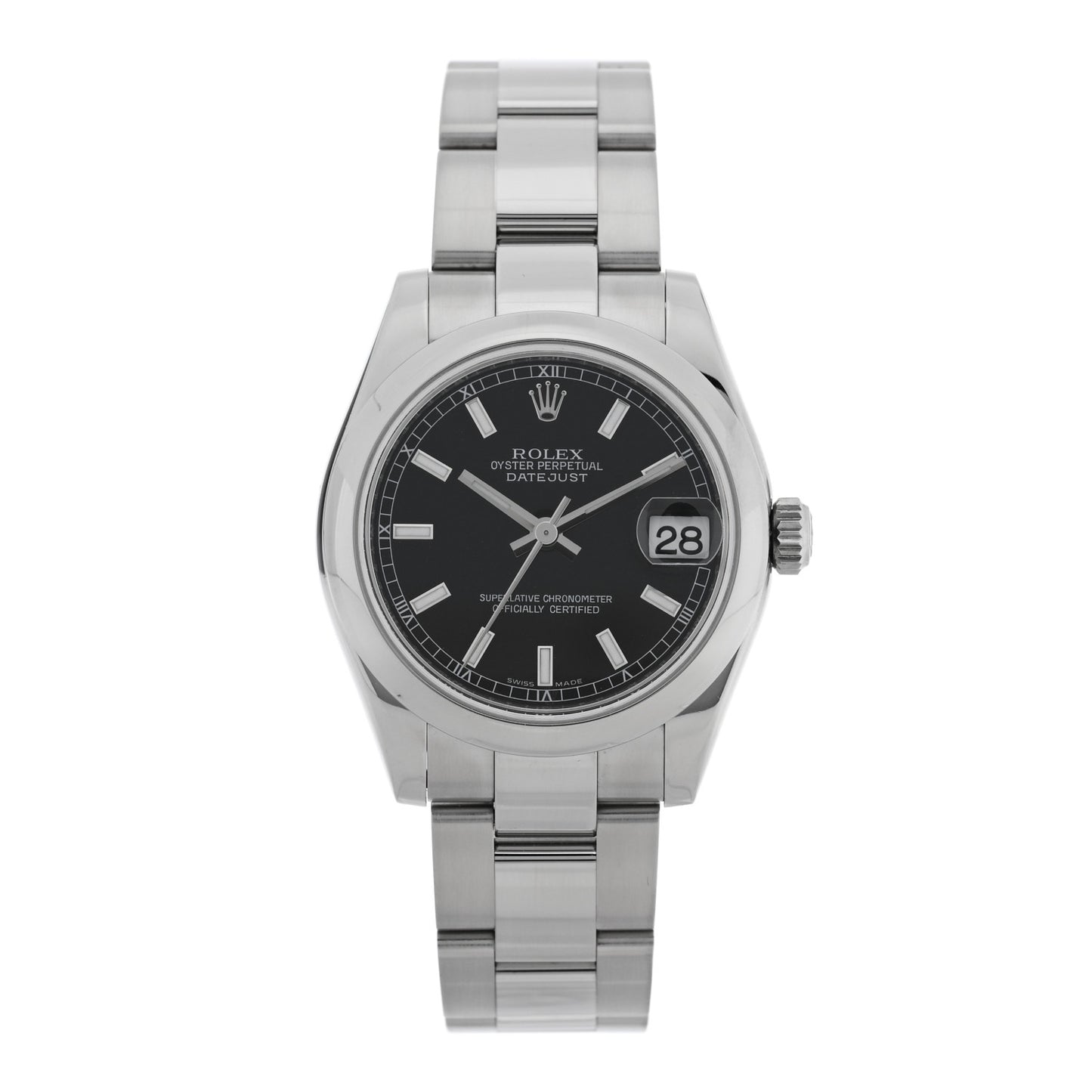 Stainless Steel 31mm Oyster Perpetual Datejust Watch Black 178240