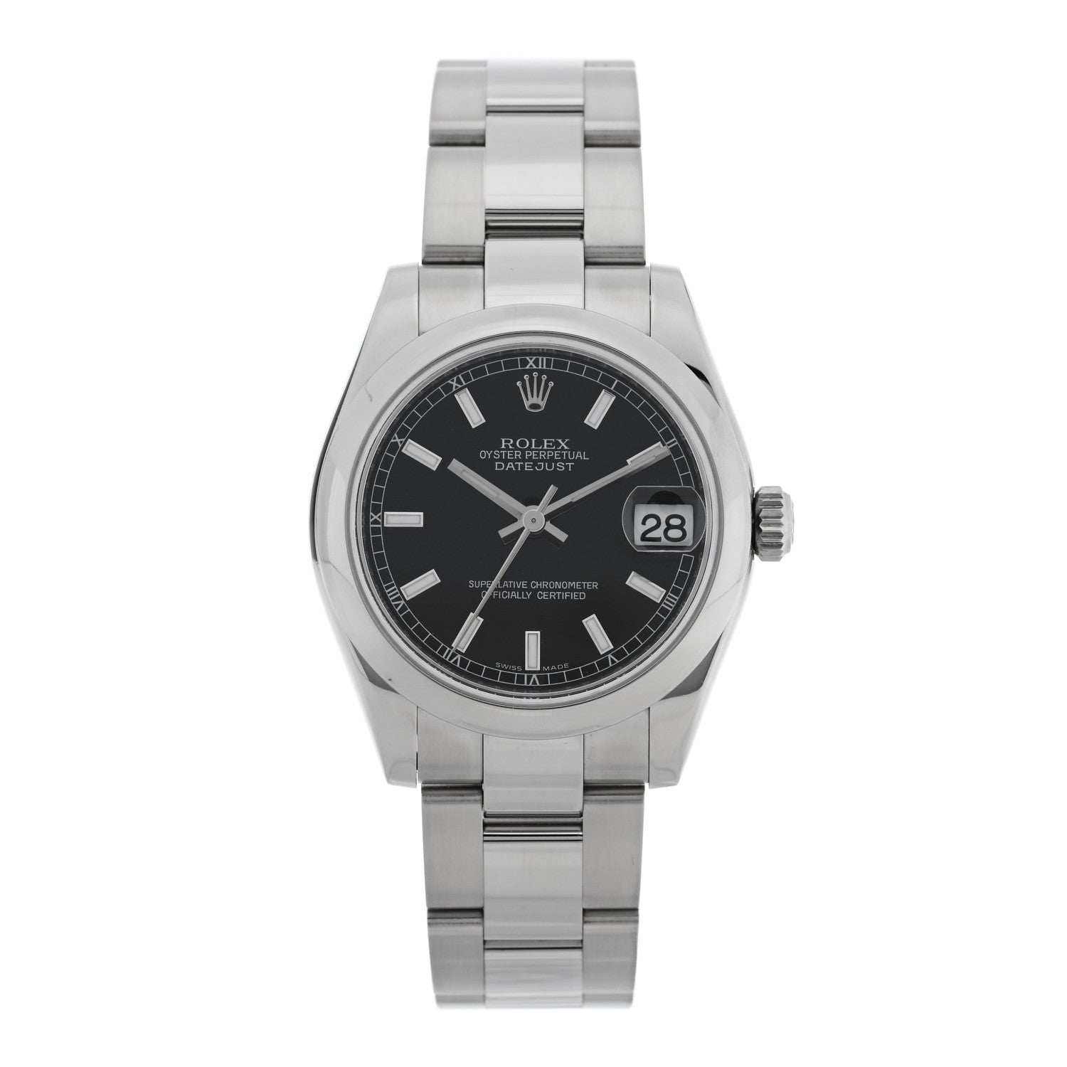 Rolex Stainless Steel 31mm Oyster Perpetual Datejust Watch Black 178240 1 of 5