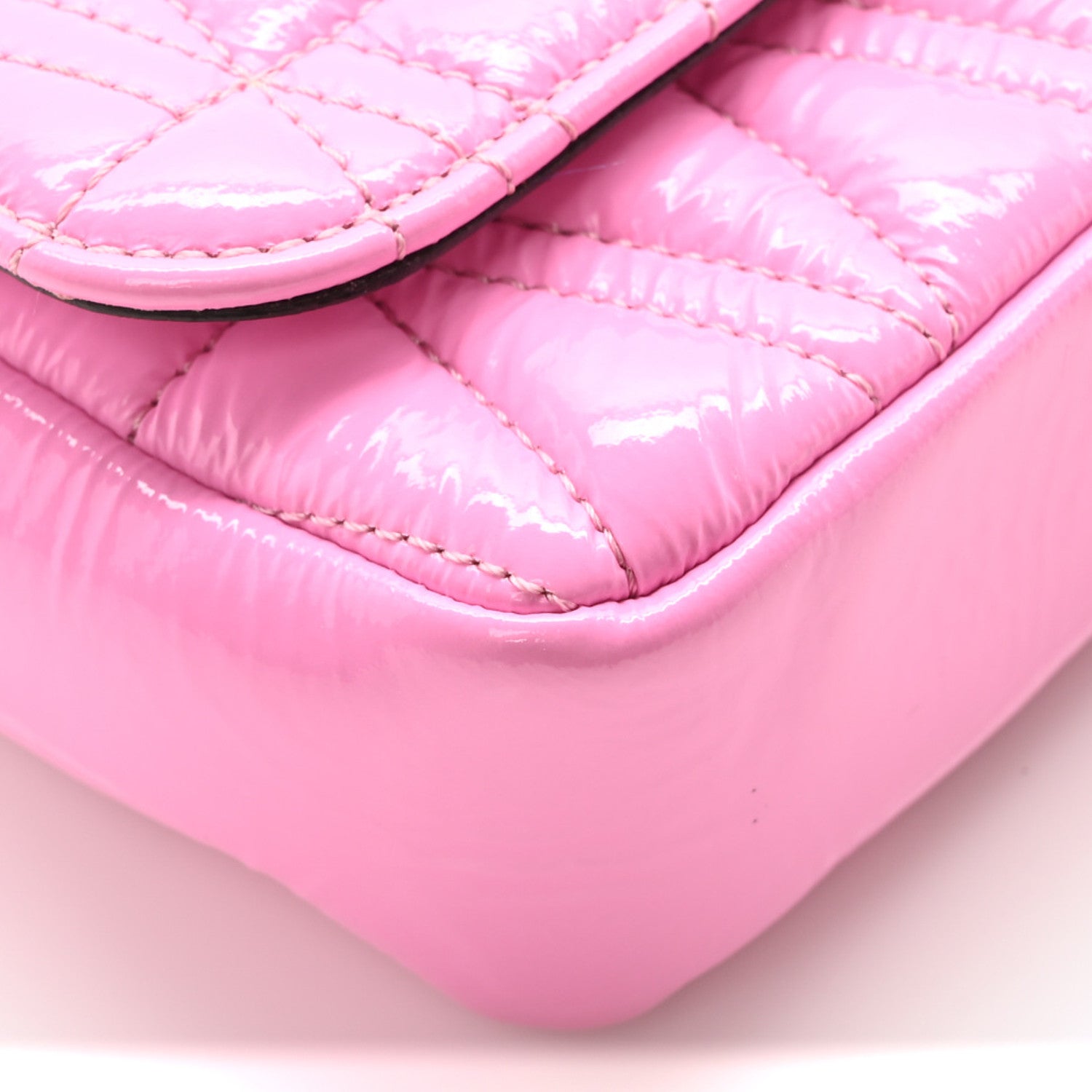 Versace Patent Quilted Virtus Tonal Evening Bag Pink 9 of 10
