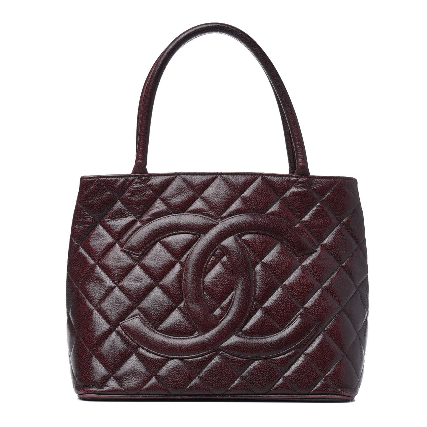 Caviar Quilted Medallion Tote Bordeaux