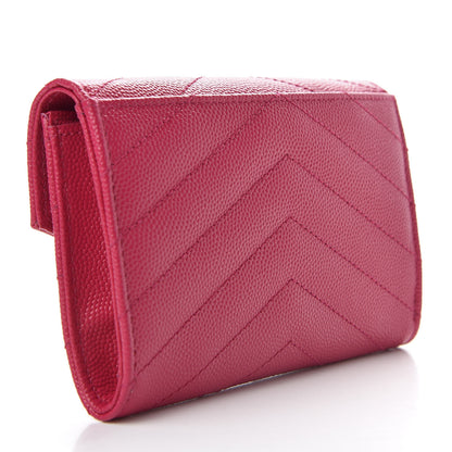 Saint Laurent Grain De Poudre Matelasse Chevron Small Monogram Envelope Wallet Bubblegum 2 of 5