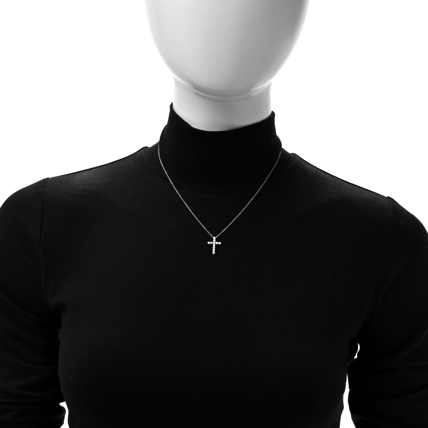 18K Yellow Gold Diamond Small Cross Pendant Necklace