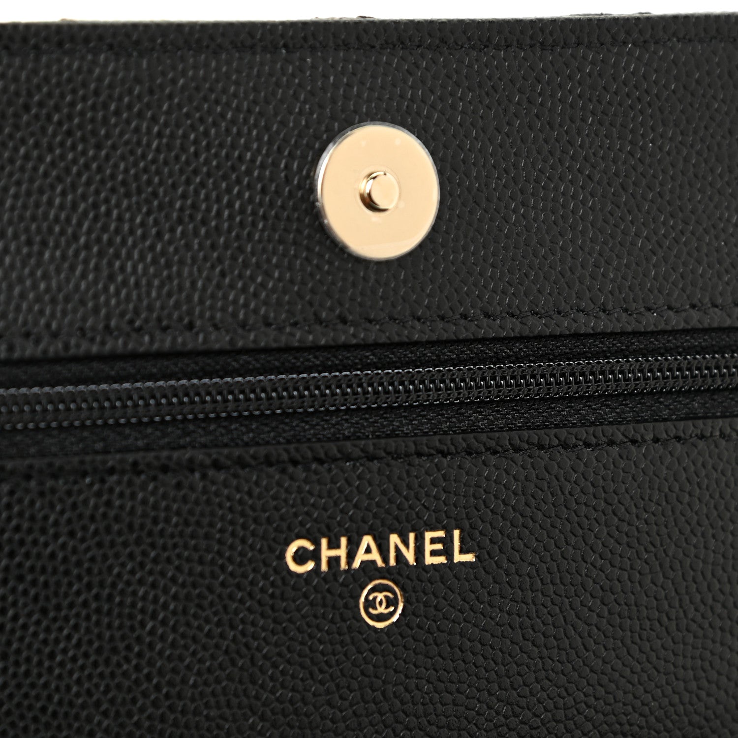 Chanel Caviar Quilted Crystal CC Wallet On Chain WOC Black 11 of 12