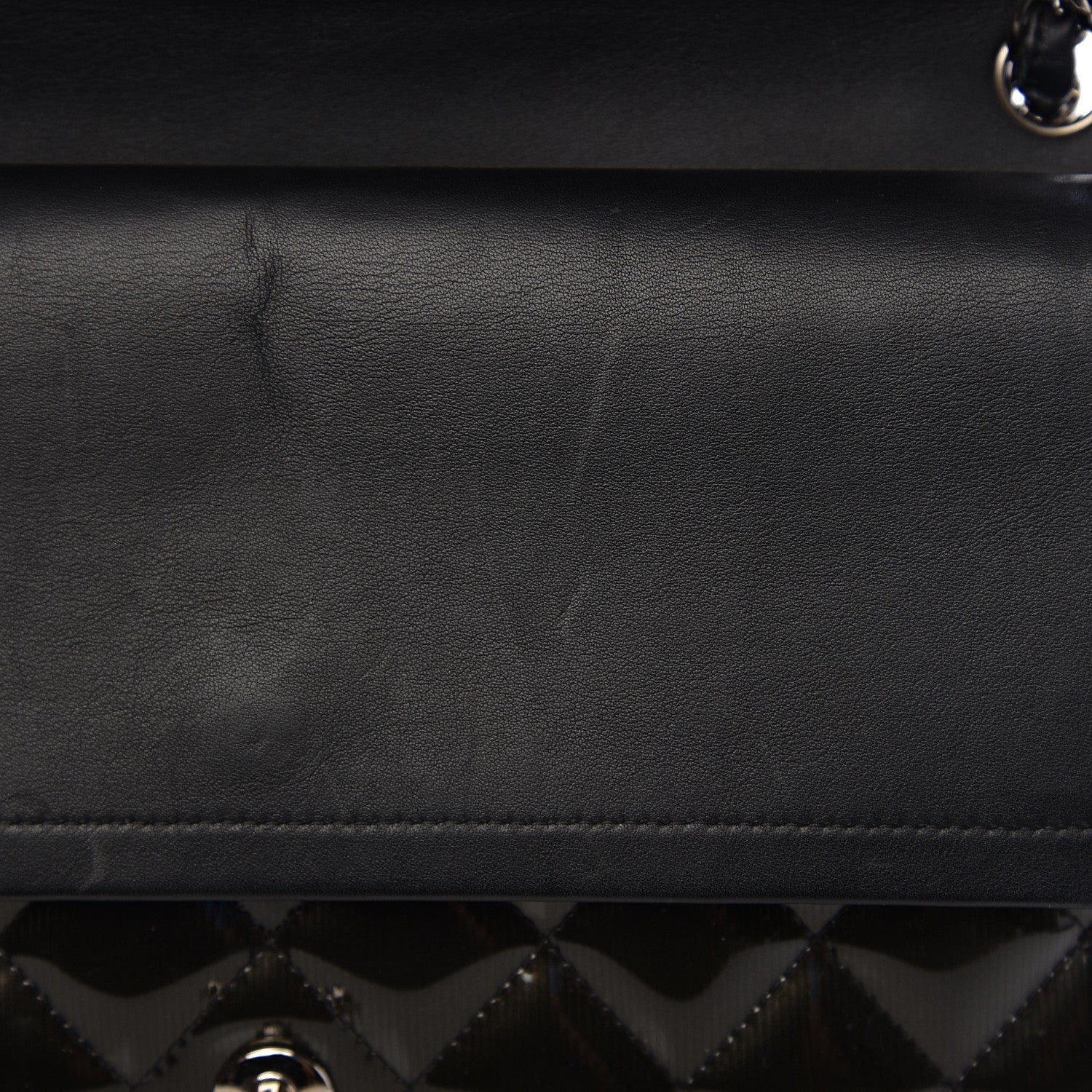 Chanel Striated Patent Quilted Jumbo Double Flap Black 9 of 16