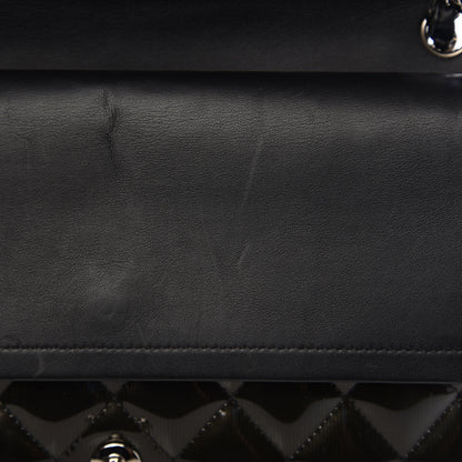 Chanel Striated Patent Quilted Jumbo Double Flap Black 9 of 16