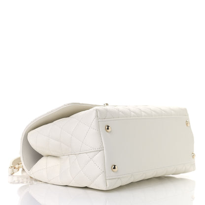 Chanel Caviar Quilted Small Coco Handle Flap White 4 of 9