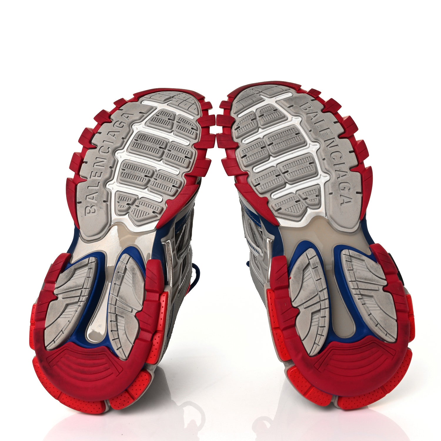 Balenciaga Rubber Mesh Bi-Color Womens Track.2 Open Sneakers 38 Beige Blue Red 5 of 7