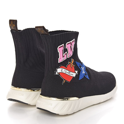Louis Vuitton Stretch Fabric LV Black Heart Sock Sneaker 36.5 Black 4 of 11