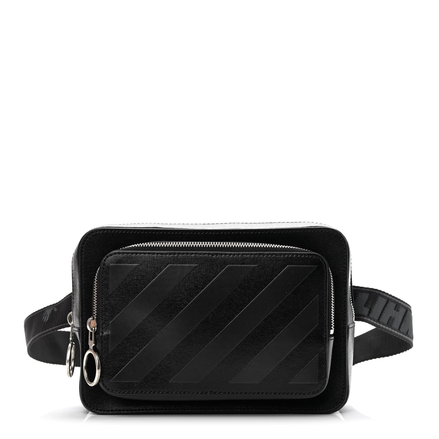 Off-White Saffiano Striped Diag Belt Bag Black 1 of 11