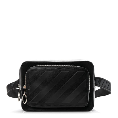 Off-White Saffiano Striped Diag Belt Bag Black 1 of 11