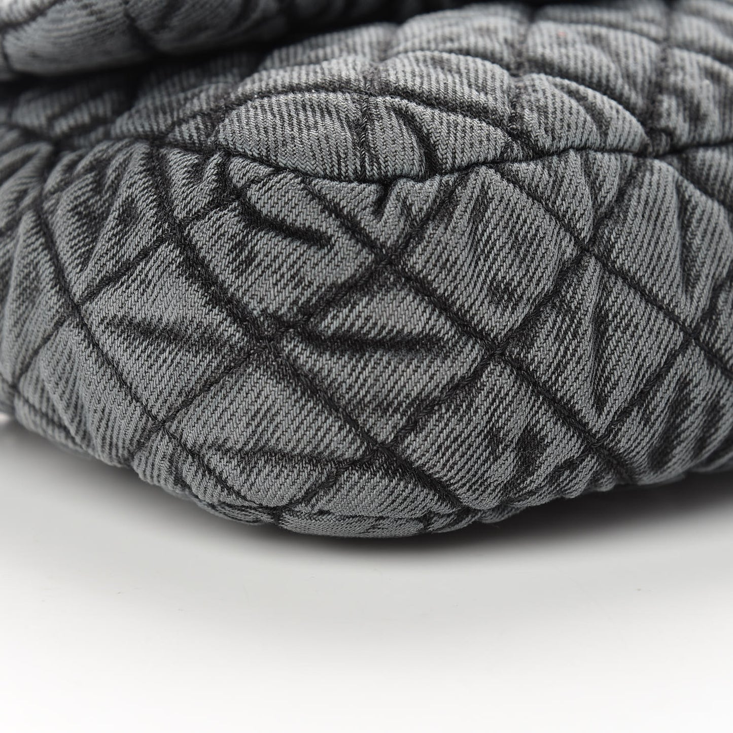 Washed Denim Quilted Small Denimpression Flap Grey Black