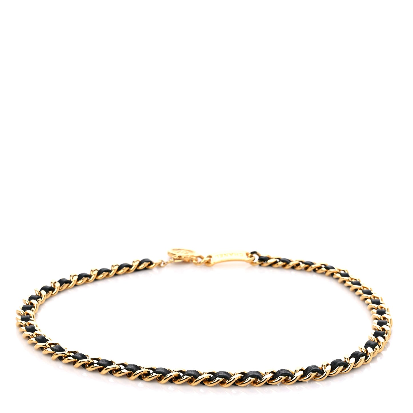 Lambskin Chain CC Medallion Belt Black Gold