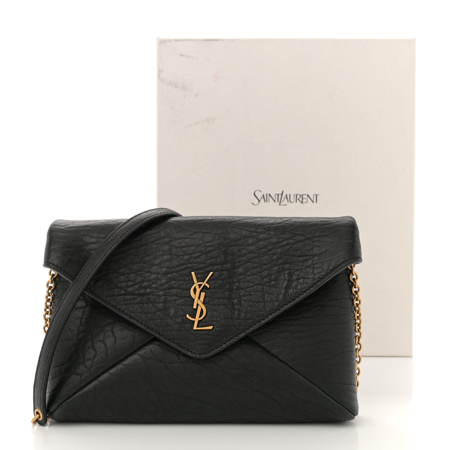 Supple Lambskin Small Cassandre Chain Pouch Black