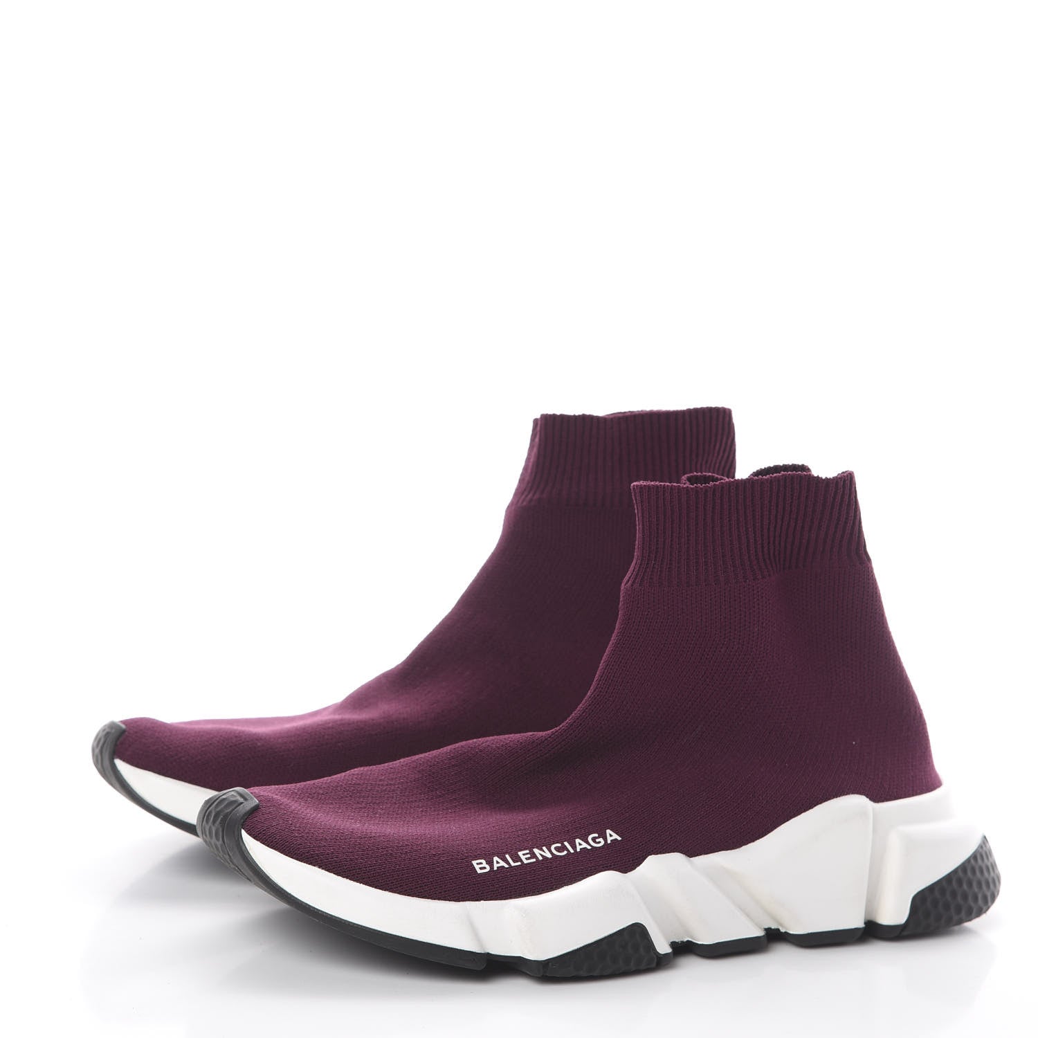 Balenciaga Neoprene Knit Womens Speed Sneakers 38 Prune White 3 of 6
