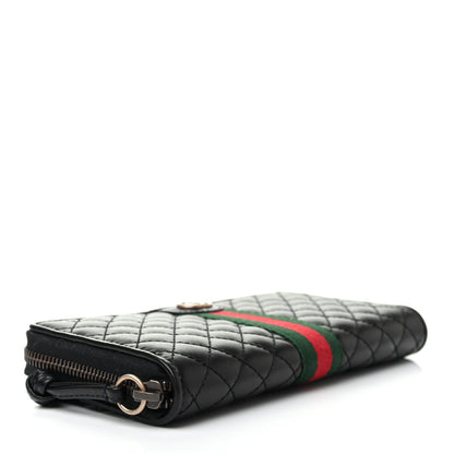 Gucci Calfskin Web Trapuntata GG Zip Around Wallet Black 4 of 7