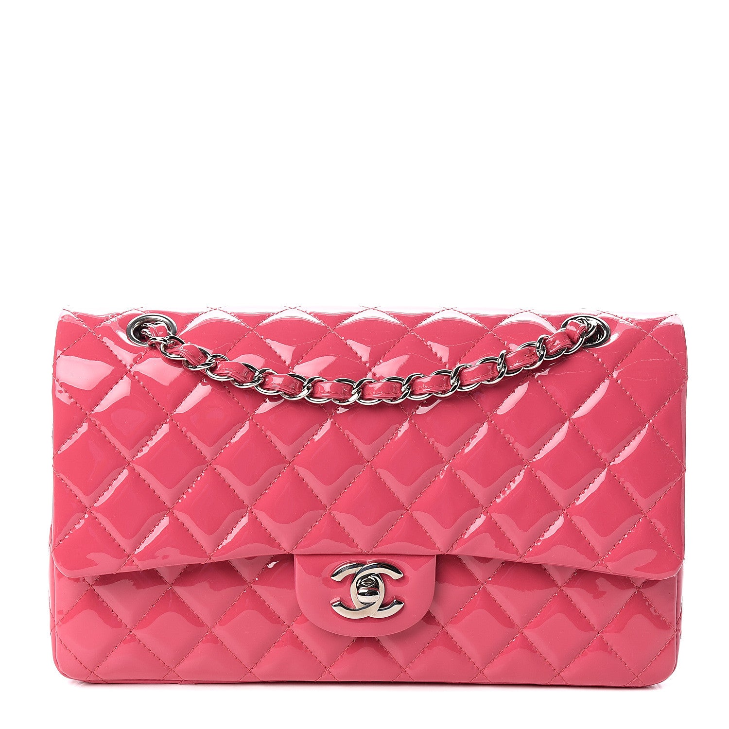 Chanel Patent Quilted Medium Double Flap Fuchsia 1 of 9