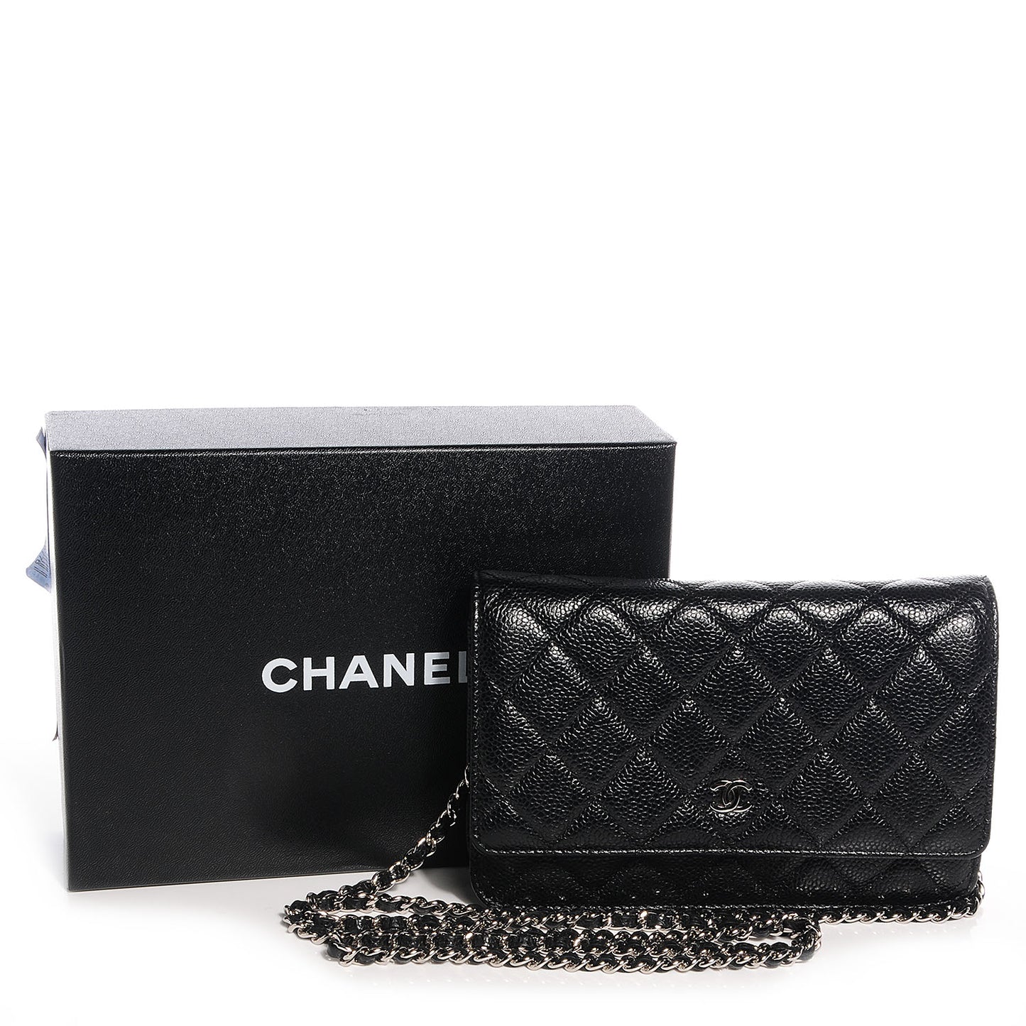 Caviar Quilted Wallet On Chain WOC Black