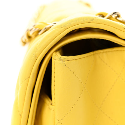 Chanel Lambskin Quilted Jumbo Double Flap Yellow 16 of 18