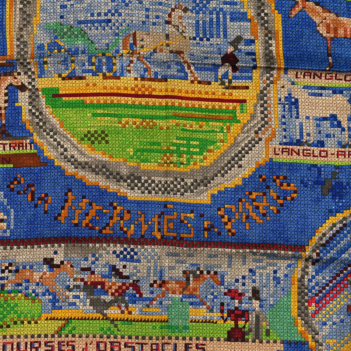 Hermes Silk Needlepoint Les Courses Scarf 90 2 of 3