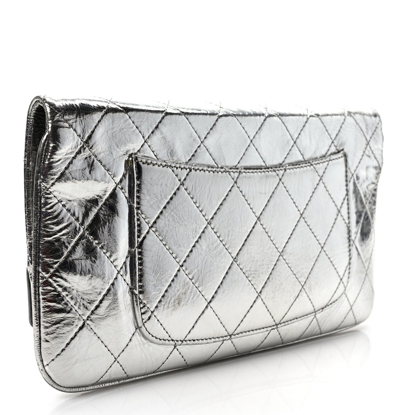 Metallic Crumpled Calfskin Small 31 Pouch Silver