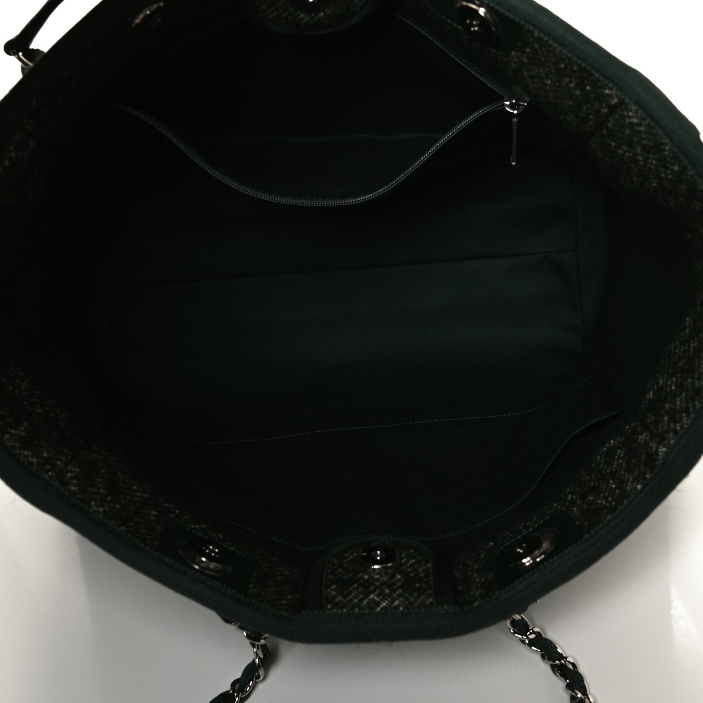 Mixed Fibers Calfskin Small Deauville Tote Green