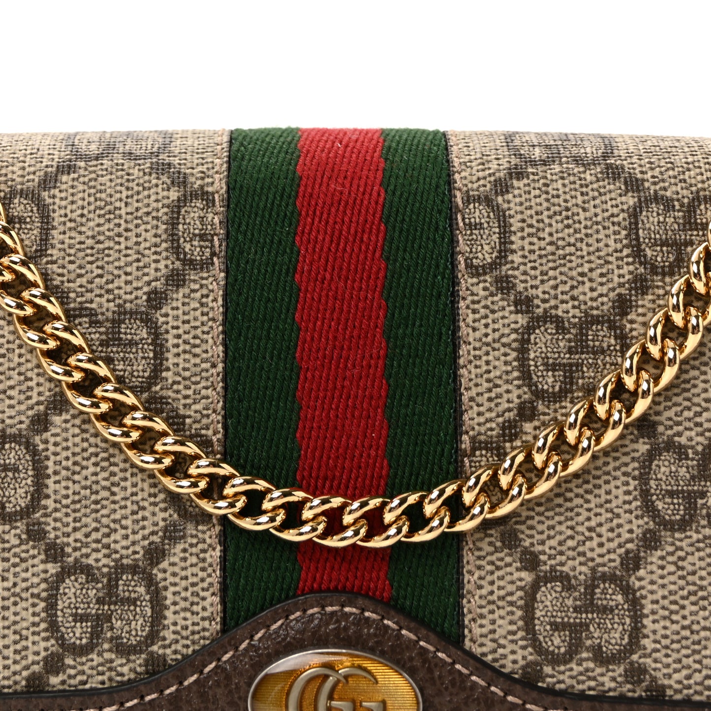 GG Supreme Monogram Web Ophidia Wallet On Chain Brown