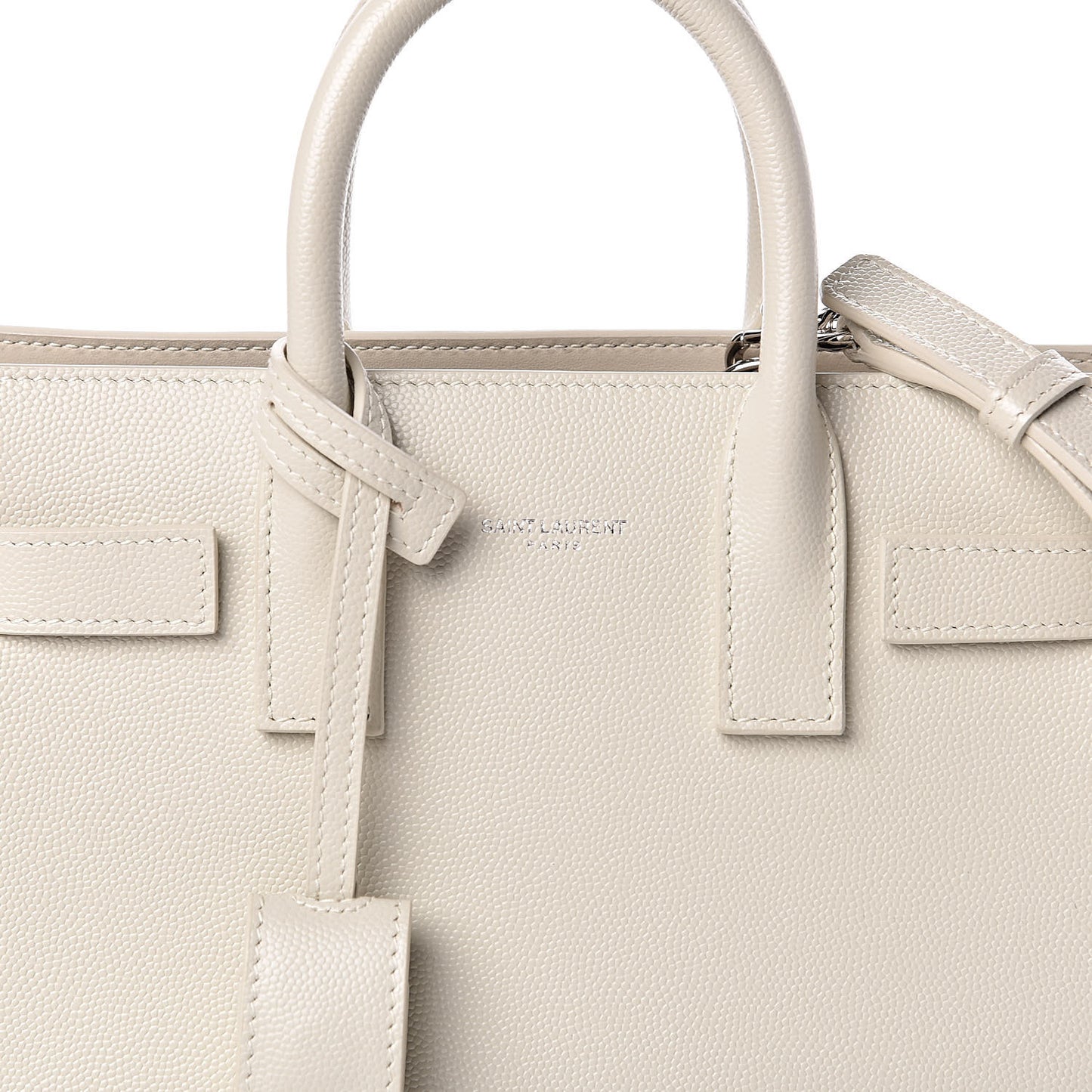 Grained Calfskin Nano Sac de Jour Dove White
