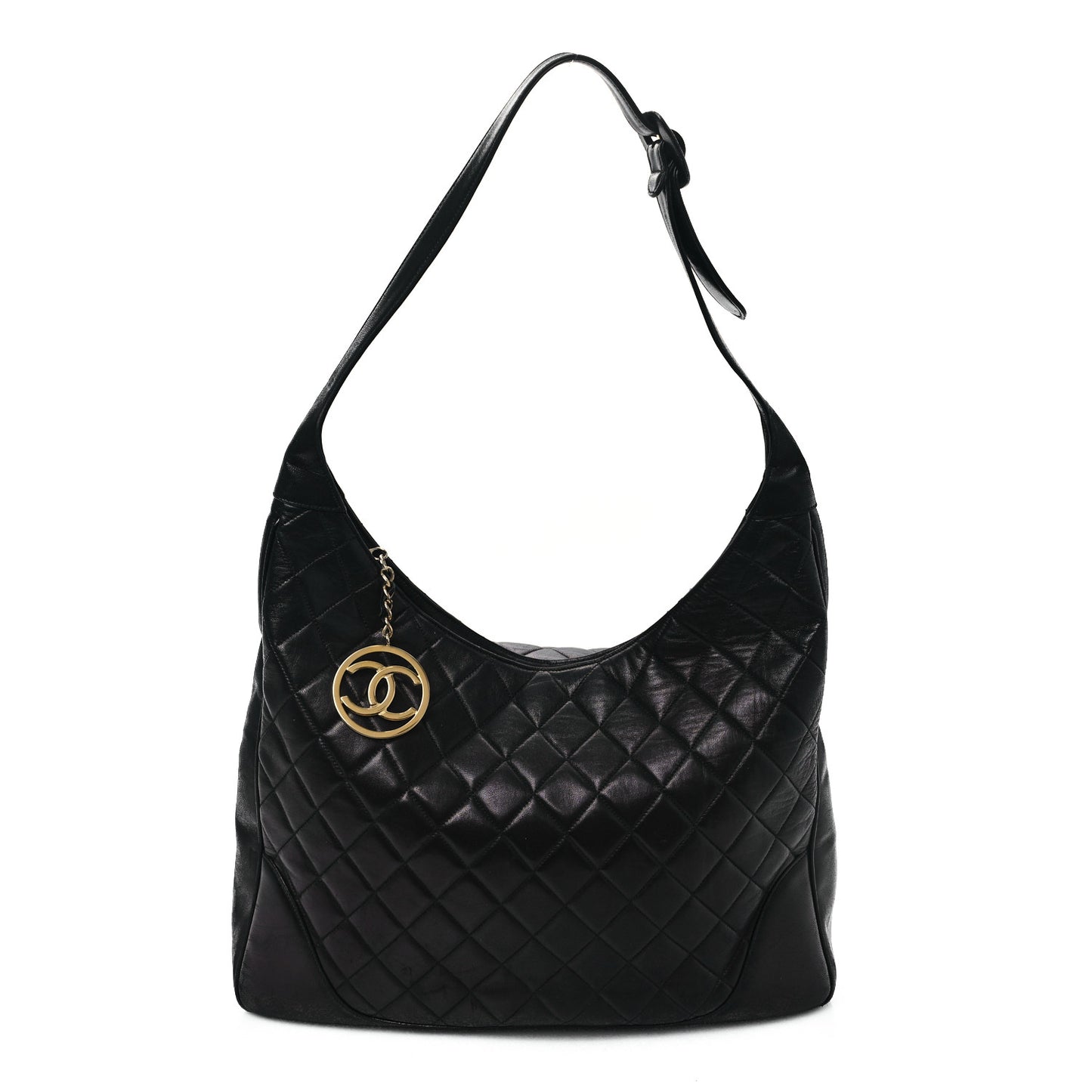 Lambskin Quilted CC Shoulder Bag Black