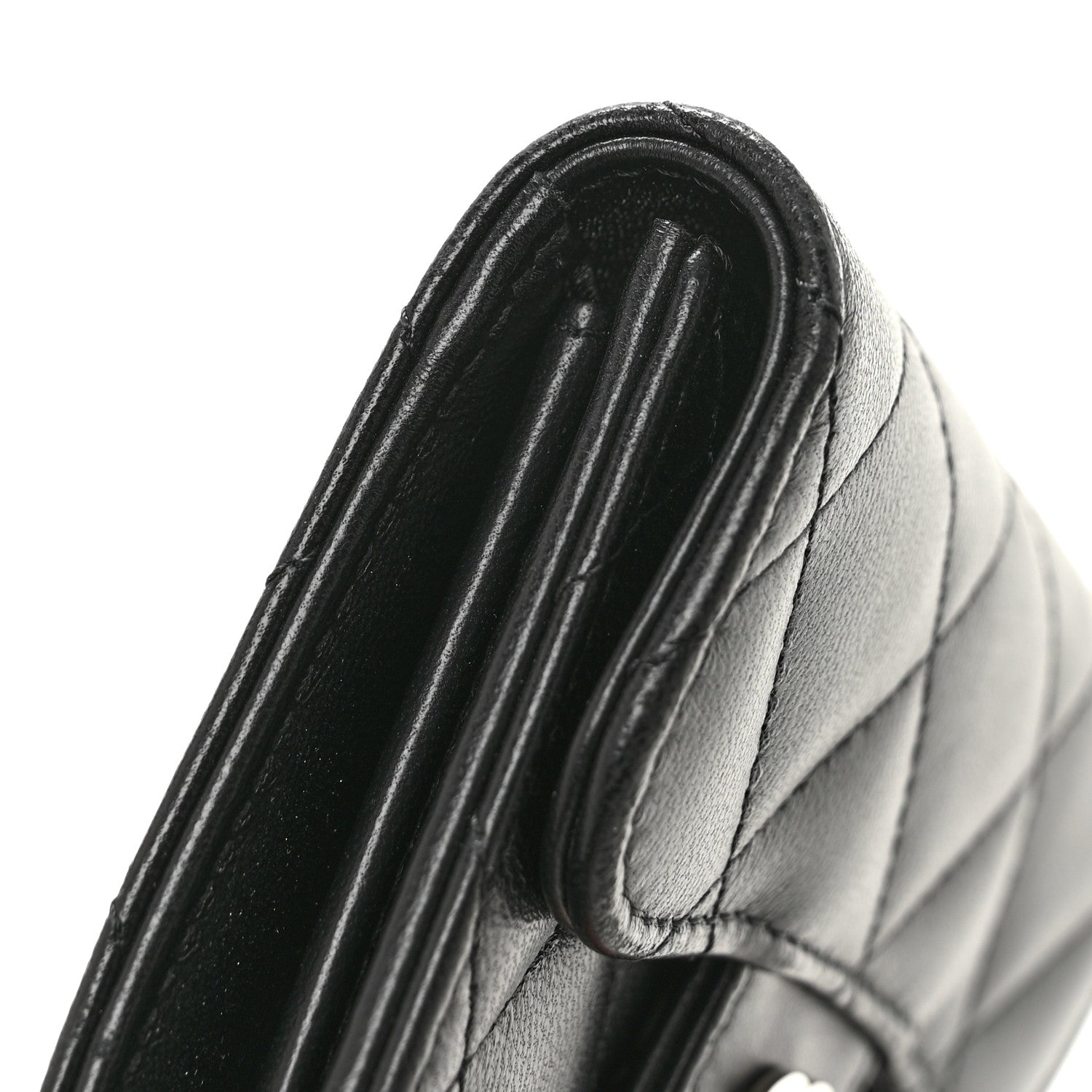 Chanel Lambskin Quilted Flap Card Holder Wallet Black 9 of 11