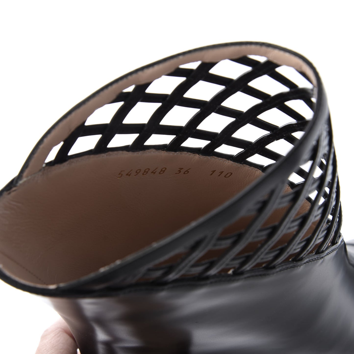 Plume Calfskin Damir Lattice Cutout Boots 36 Black