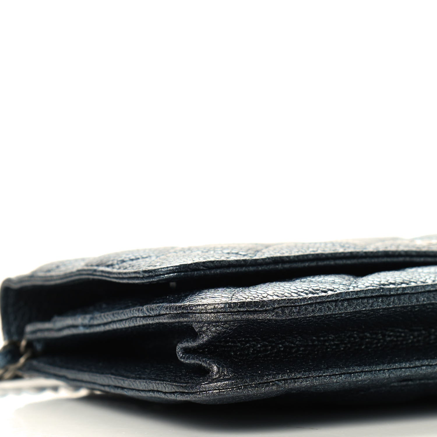 Chanel Metallic Caviar Quilted Wallet On Chain WOC Charcoal 9 of 11