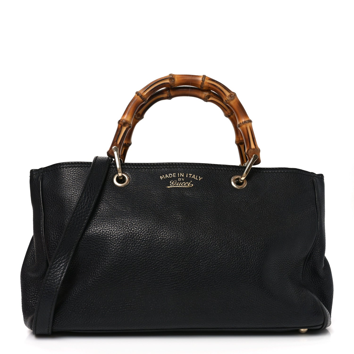 Gucci Pebbled Calfskin Medium Bamboo Shopper Tote Black 1 of 10