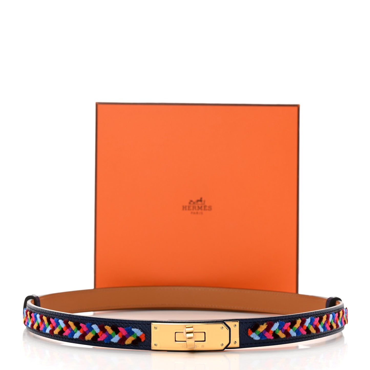 Epsom Velvet Kelly Belt Bleu Saphir Multicolor