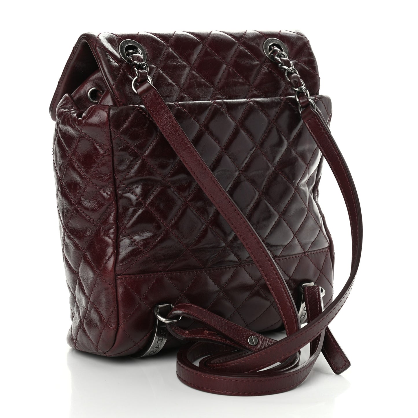 Glazed Calfskin Quilted Small Salzburg Backpack Burgundy