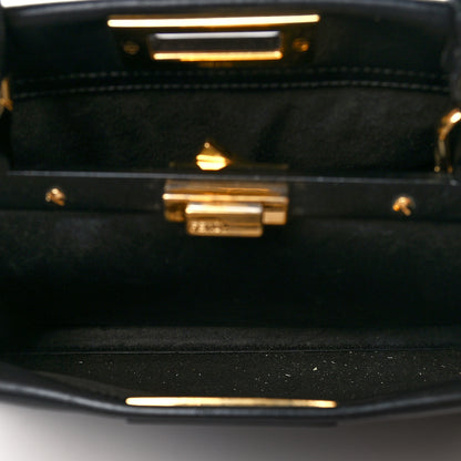 Fendi Vitello Seta Shiny Nappa Medium Peekaboo Iconic Satchel Black 6 of 10