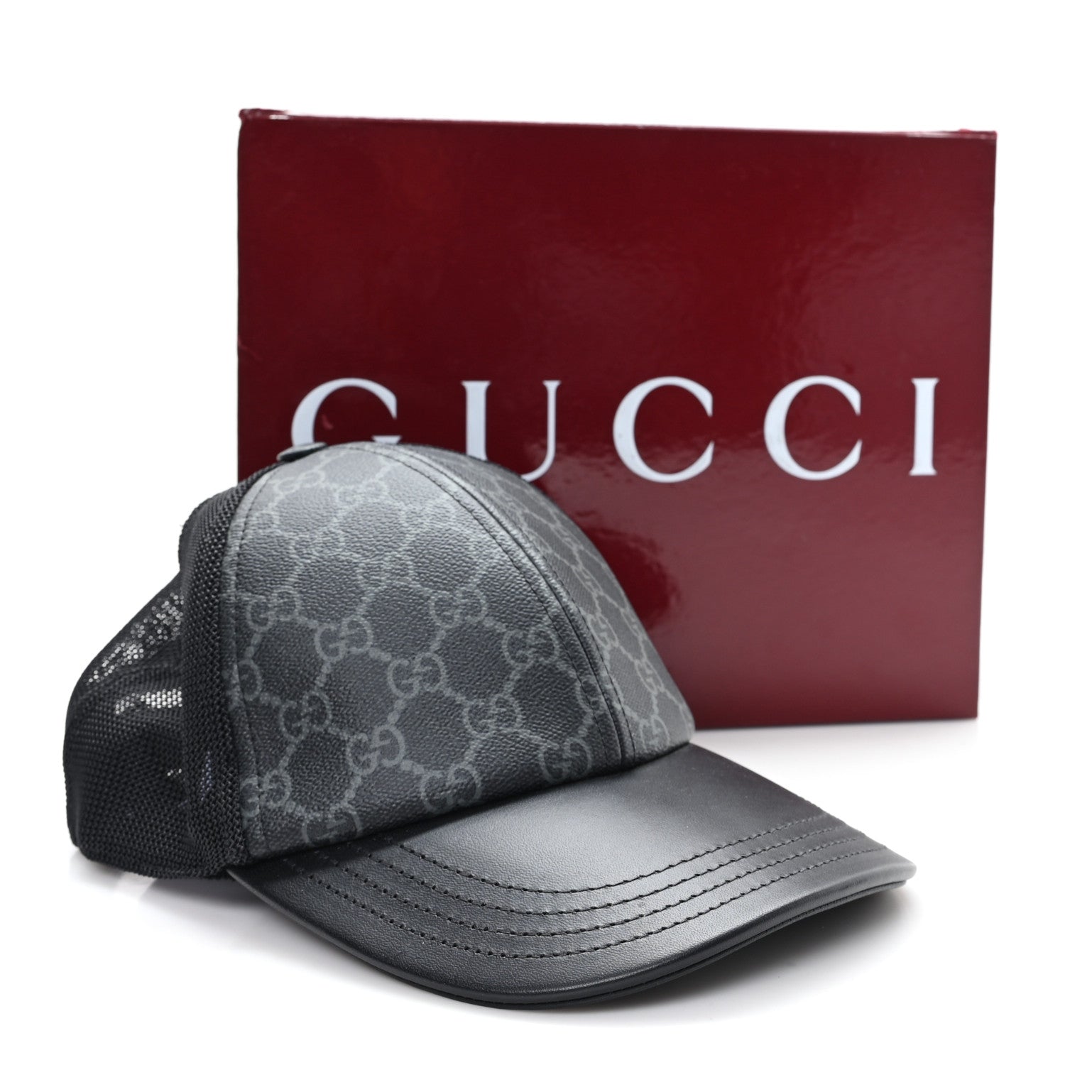 Gucci GG Supreme Monogram Baseball Hat M 58 Black 1861359