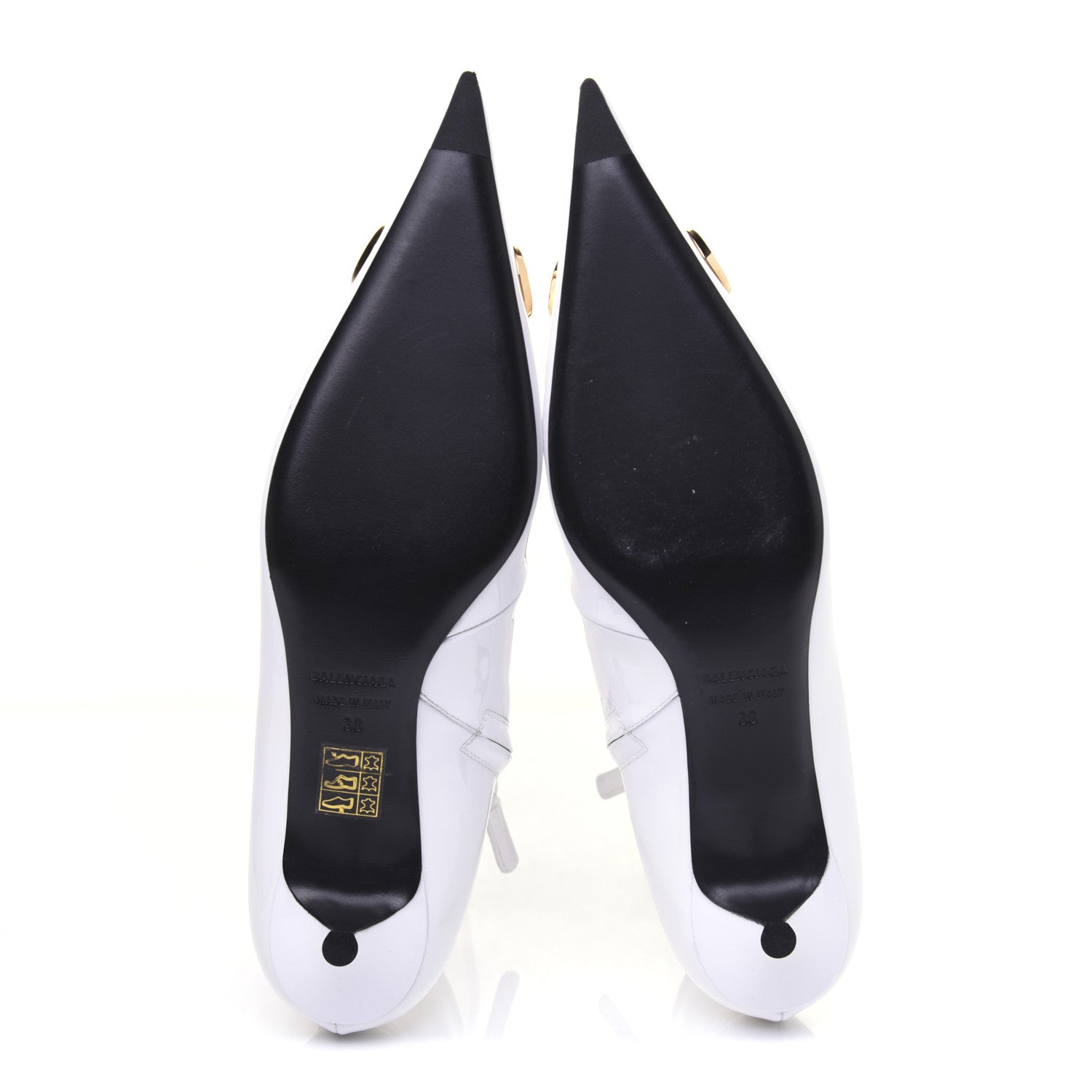 Balenciaga Patent BB Pointy Toe Ankle Booties 38 Optical White 6 of 13