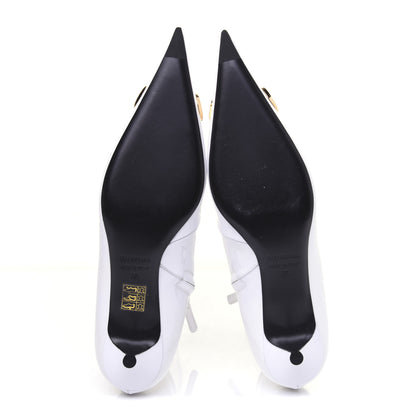 Balenciaga Patent BB Pointy Toe Ankle Booties 38 Optical White 6 of 13