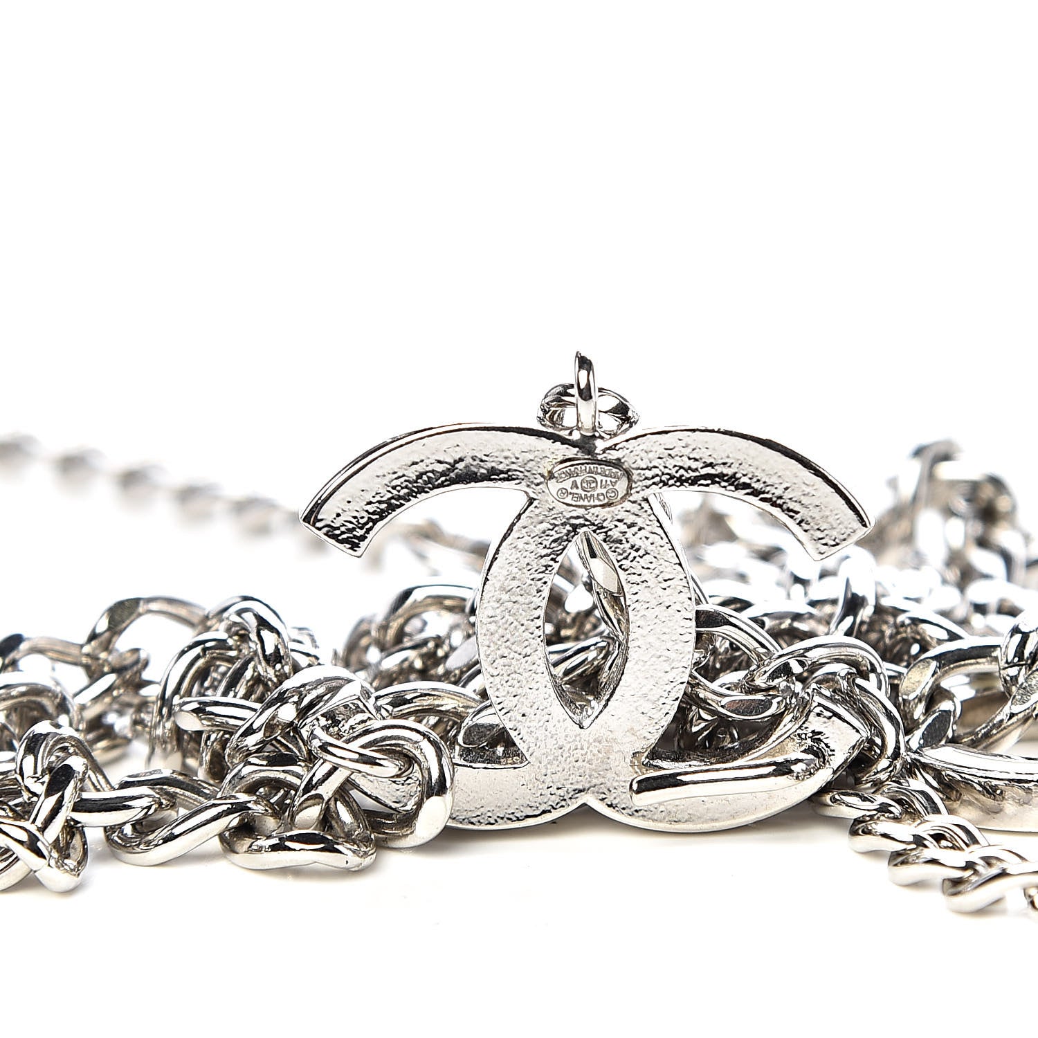 Chanel Enamel CC Chain Logo Belt Silver White 4 of 4