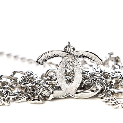 Chanel Enamel CC Chain Logo Belt Silver White 4 of 4