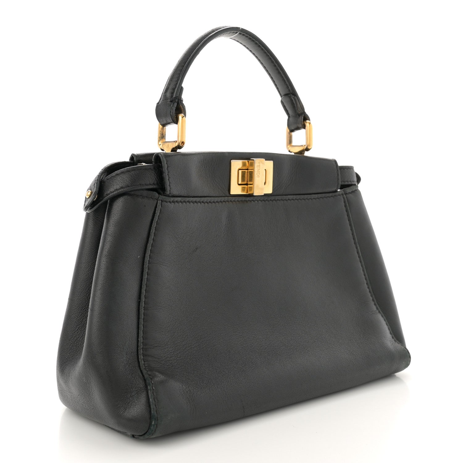 Fendi Nappa Mini Peekaboo Iconic Satchel Black 3 of 15