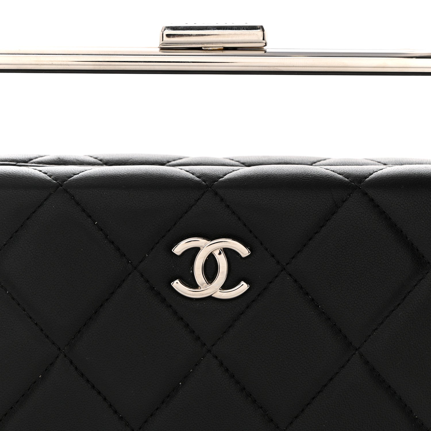 Chanel Quilted Lambskin Metal Bar Clutch Bag Black 8 of 11