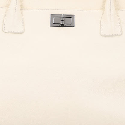 Chanel Calfskin Mademoiselle Lock Cerf Executive Shopper Tote White 9 of 12
