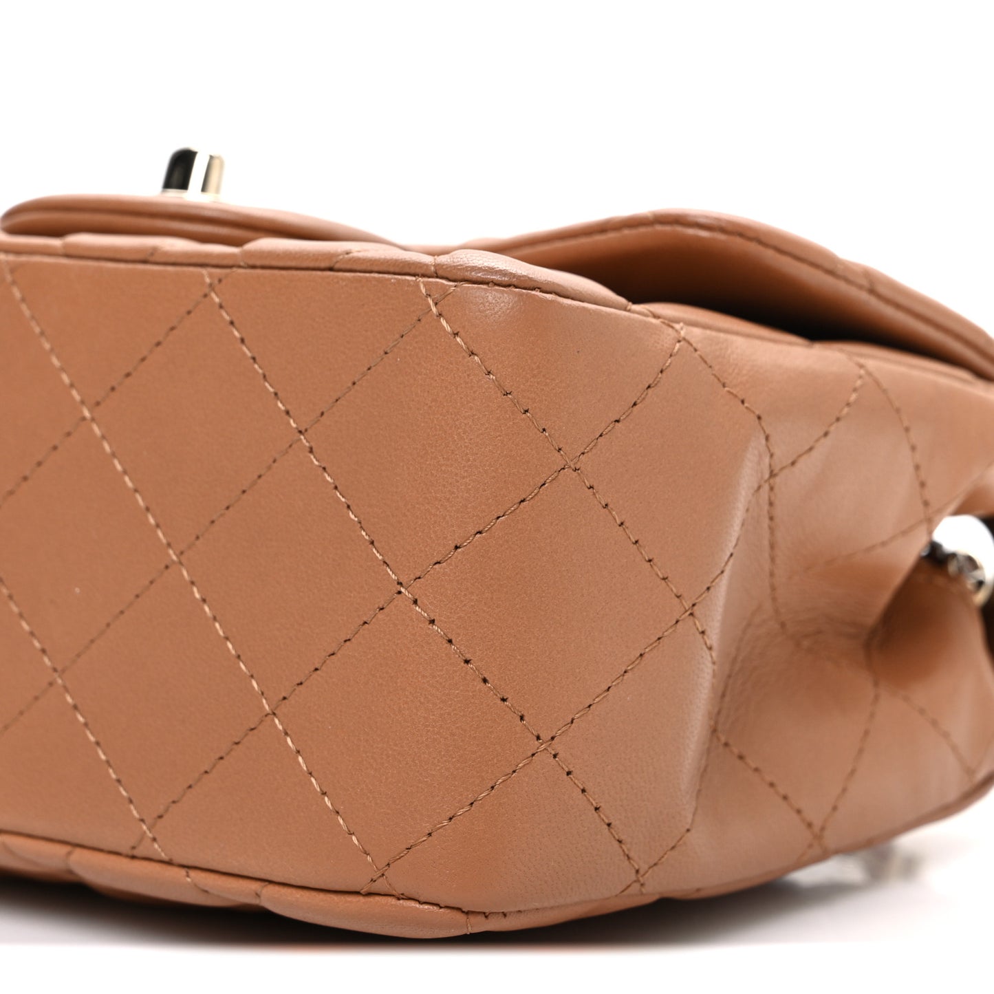 Lambskin Quilted Mini Square Flap Brown