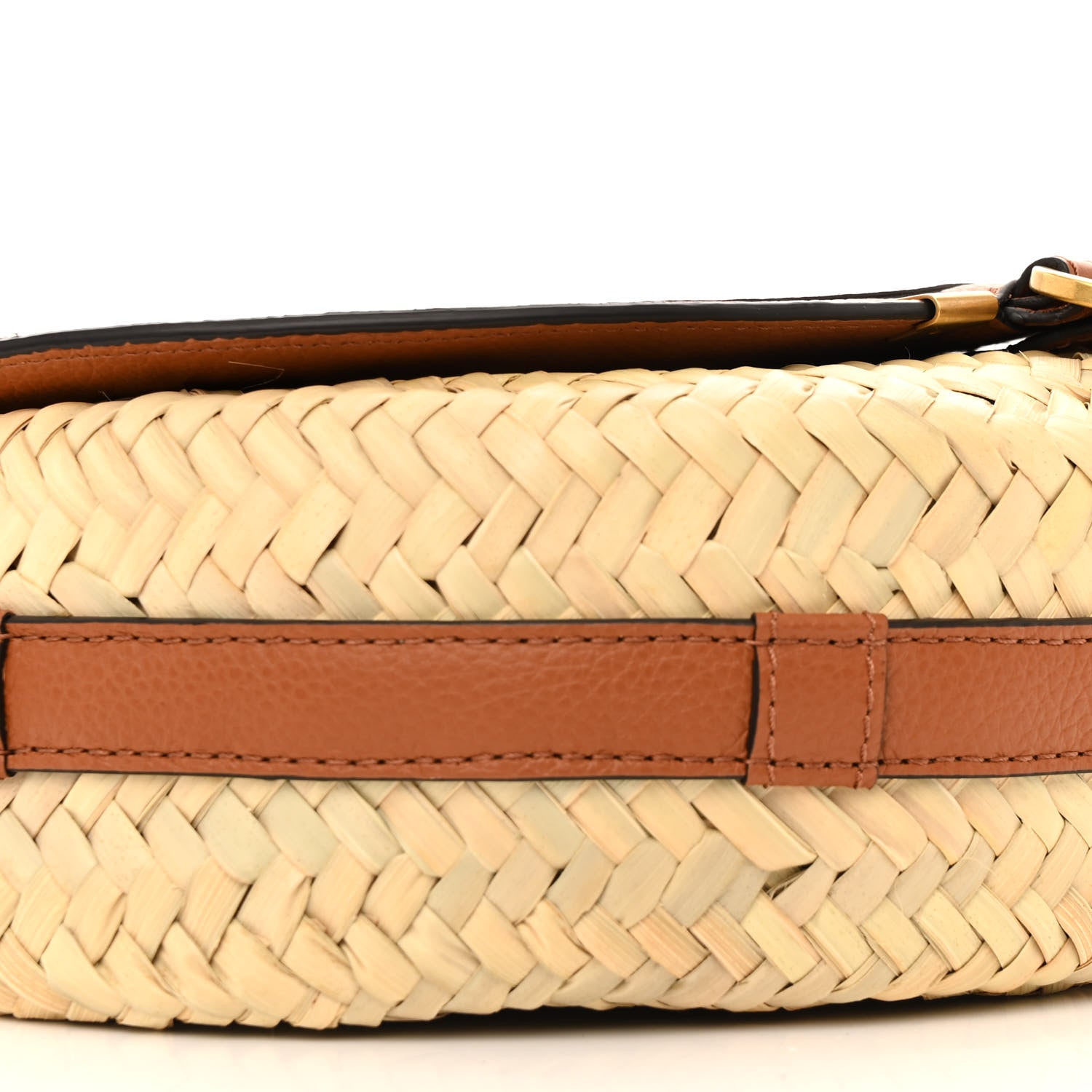 Chloe Raffia Calfskin Marcie Basket Small Marcie Round Crossbody Bag Tan 10 of 15
