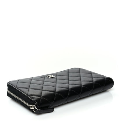 Chanel Lambskin Quilted Large Gusset Zip Around Wallet Black 4 of 10